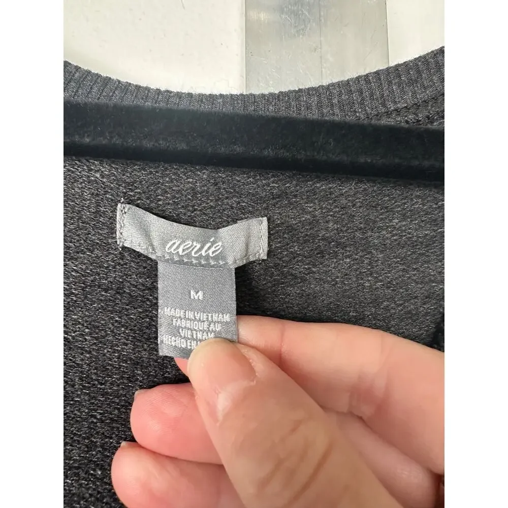Aerie Gray Tank Top Drawstring Jumpsuit Jogger Sweatsuit Size M Soft A32 - Picture 3 of 8